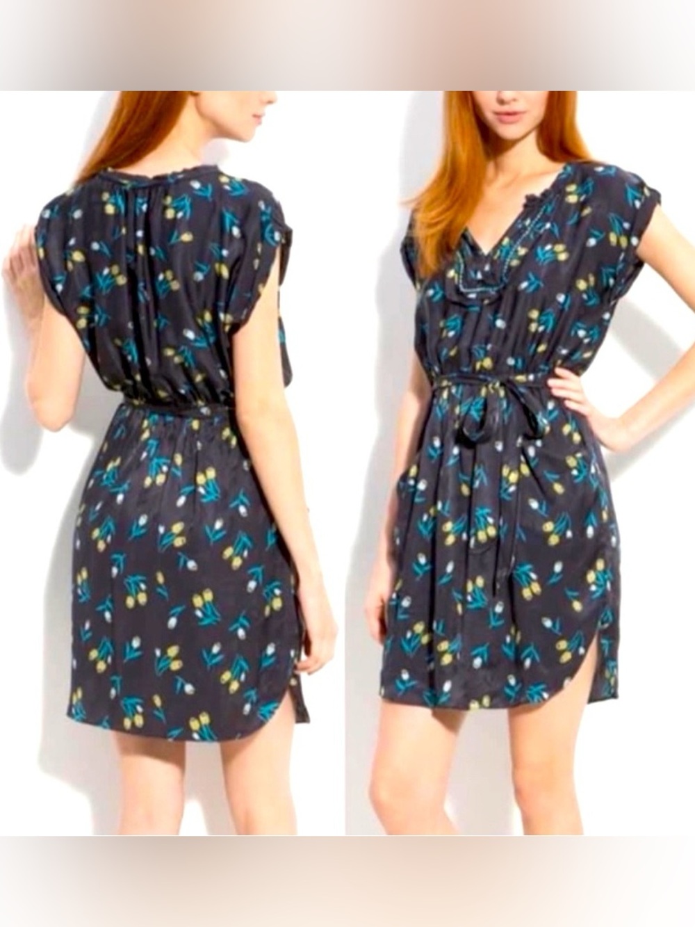 Rebecca Taylor Silk Floral Beaded Dress Size 4